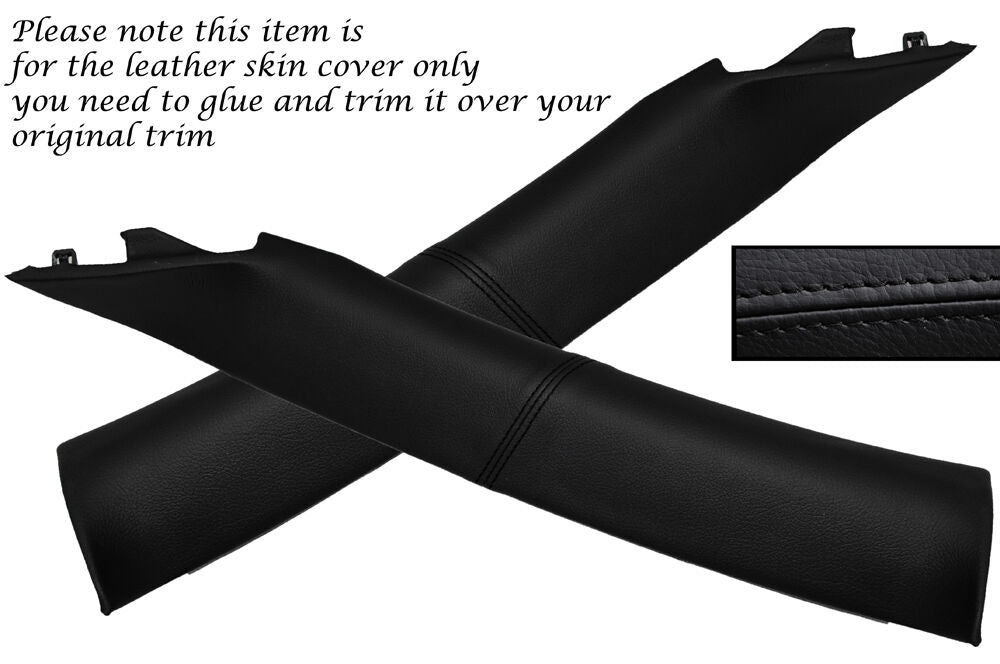 BLACK STITCH WINDSCREEN PILLAR LEATHER SKIN COVERS FITS NISSAN 350Z 2002-2009