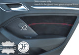 RED STITCH 2X REAR DOOR CARD TRIM SUEDE COVER FITS AUDI A3 8V 13-18 5 DOOR
