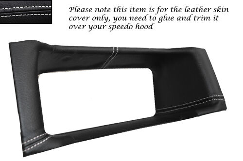 WHITE STITCH FITS VW T4 TRANSPORTER CARAVELLE DASH CLOCK SURROUND LEATHER COVER