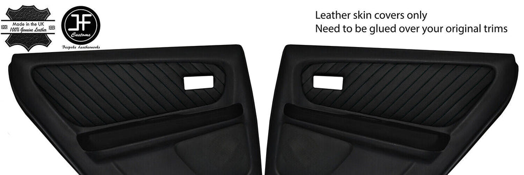 BLACK STITCH 2X REAR DOOR CARD TRIM LEATHER COVER FOR TOYOTA JZX 100 CHASER JF1