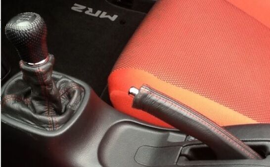 FITS TOYOTA MR2 TOYOTA MK3 00-07 RED DOUBLE STITCH  GEAR HANDBRAKE SET