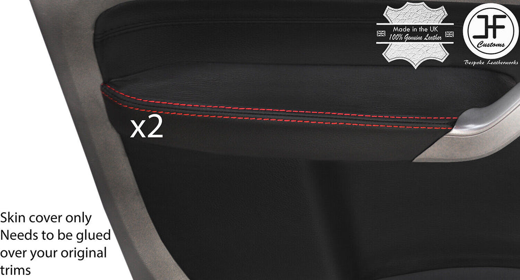 RED STITCH 2X FRONT DOOR ARMREST LEATHER COVERS FOR VW CADDY MK3 2005-2015