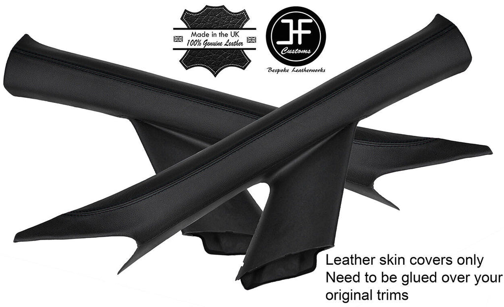 BLACK STITCH 2X A PILLAR LEATHER COVERS FITS VAUXHALL OPEL ASTRA MK6 J 09-15