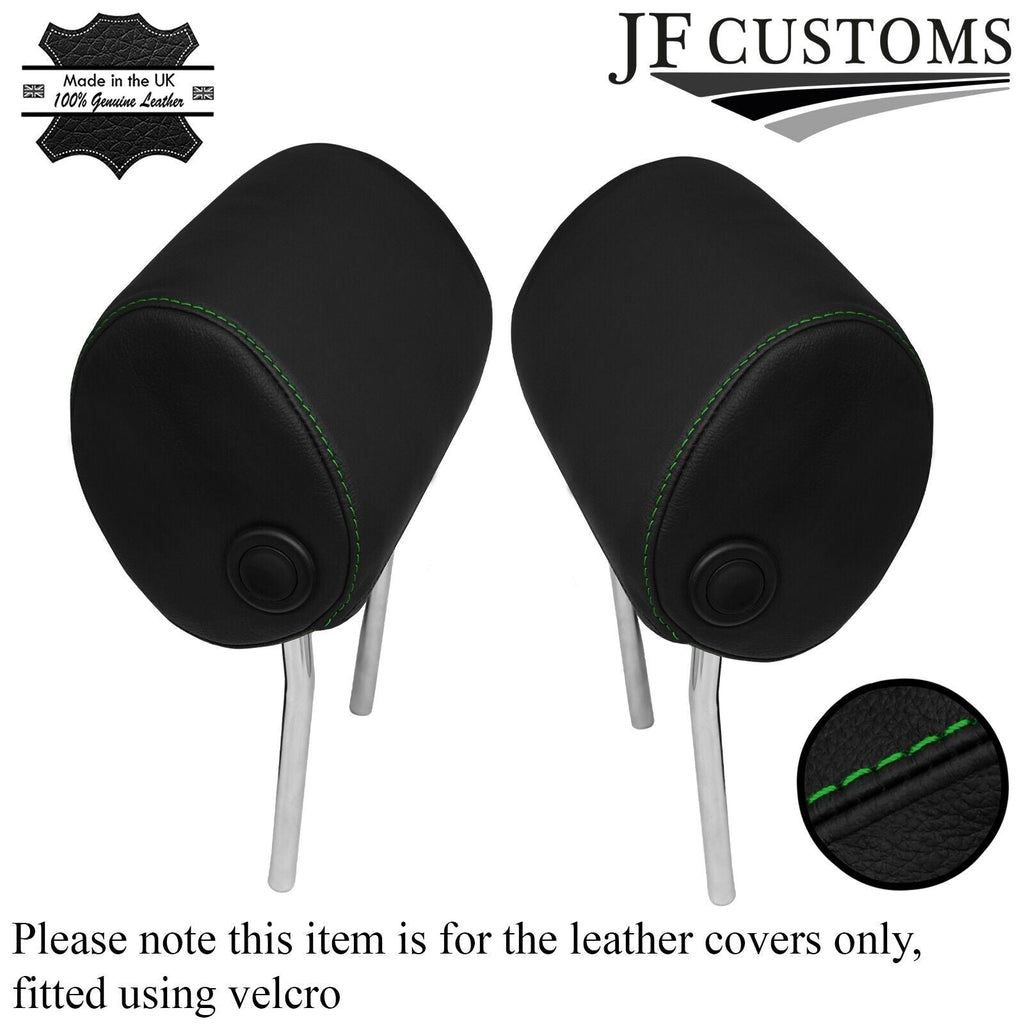 GREEN STITCHING 2X FRONT HEADREST LEATHER COVERS FITS AUDI A3 8P 2004-2012