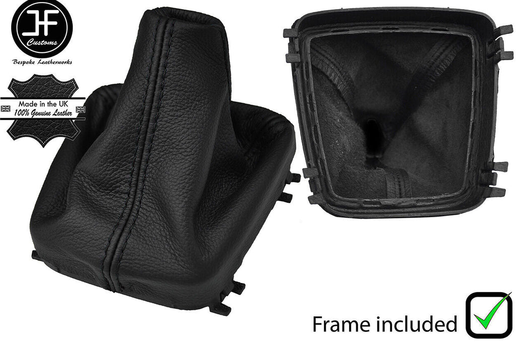 BLACK STITCH LEATHER MANUAL GEAR GAITER+PLASTIC FRAME FOR VOLVO XC90 2002-2014