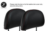 RED STITCH 2X FRONT HEADREST LEATHER SKIN COVERS FITS AUDI A4 B8 2008-2013