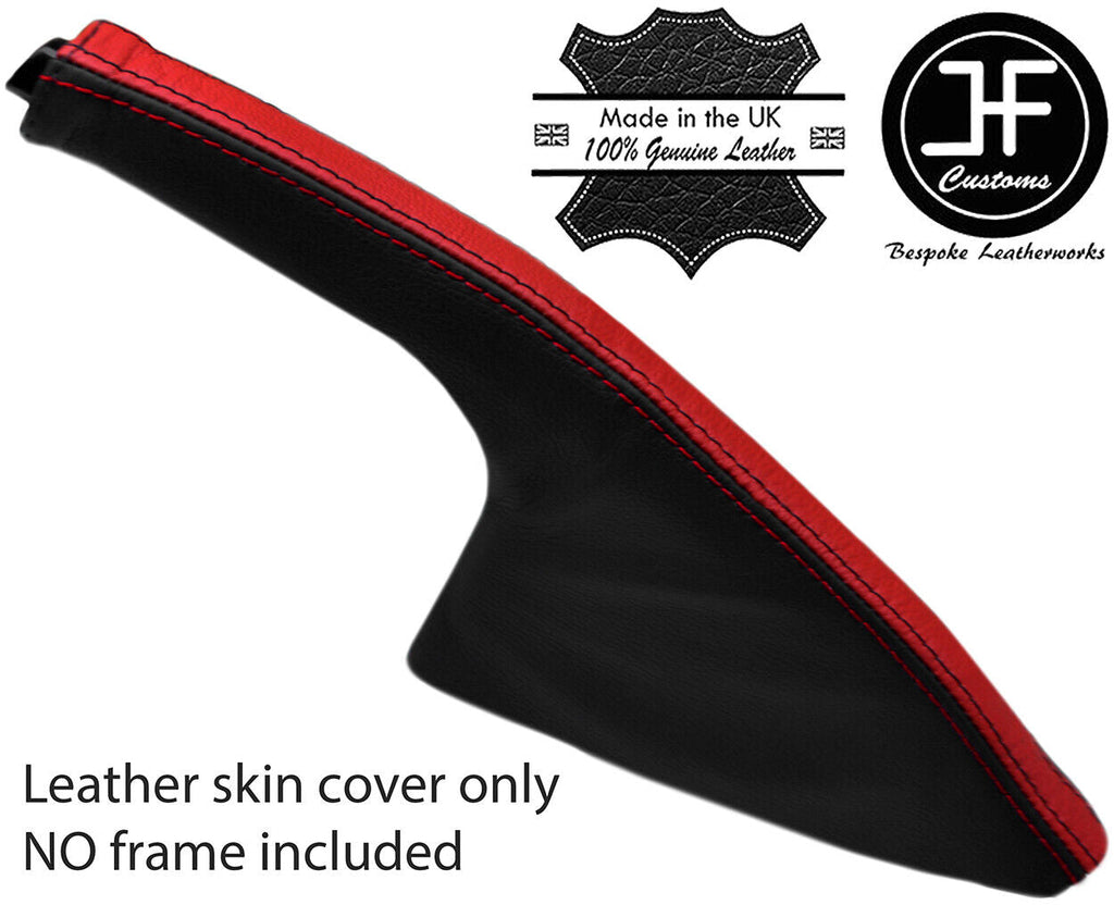 BLACK & RED STRIPE LEATHER HANDBRAKE GAITER COVER FOR FITS VW POLO 6R 09-17
