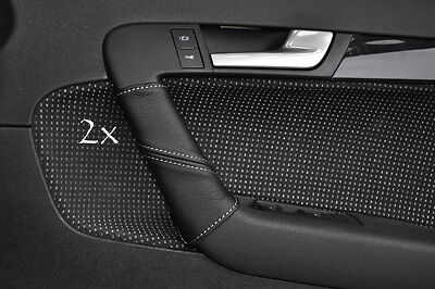 FITS AUDI A3 04-09  2X DOOR HANDLE COVERS white stitch CUSTOM NEW MADE IN UK
