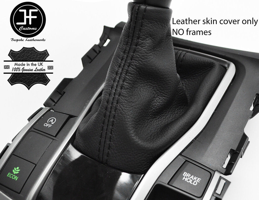 BLACK STITCH TOP GRAIN LEATHER GEAR GAITER FITS HONDA CIVIC MK10 2017-2019