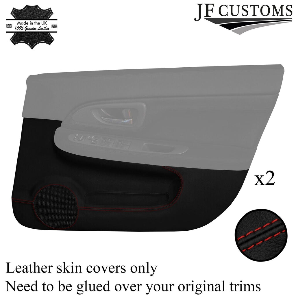 DARK RED STITCH 2X FRONT DOOR CARD TRIM COVERS FOR SUBARU IMPREZA WRX STI 03-07