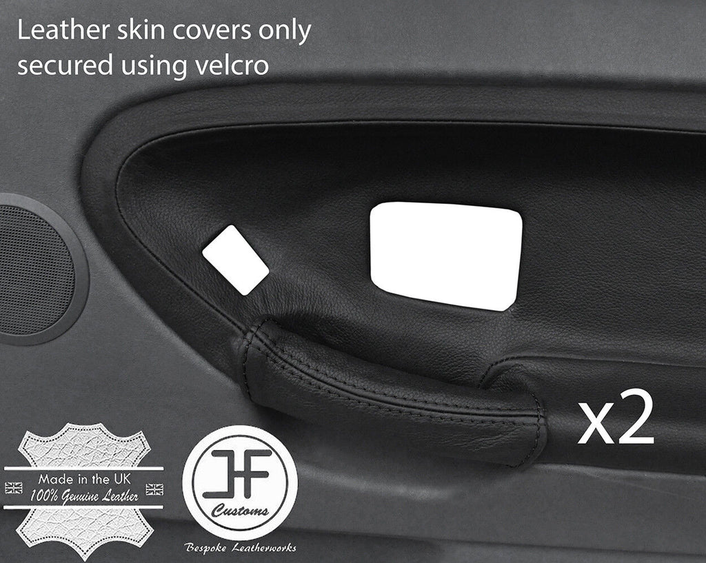 BLACK STITCH 2X FRONT DOOR HANDLE LEATHER COVERS FITS BMW E36 SALOON TOURING