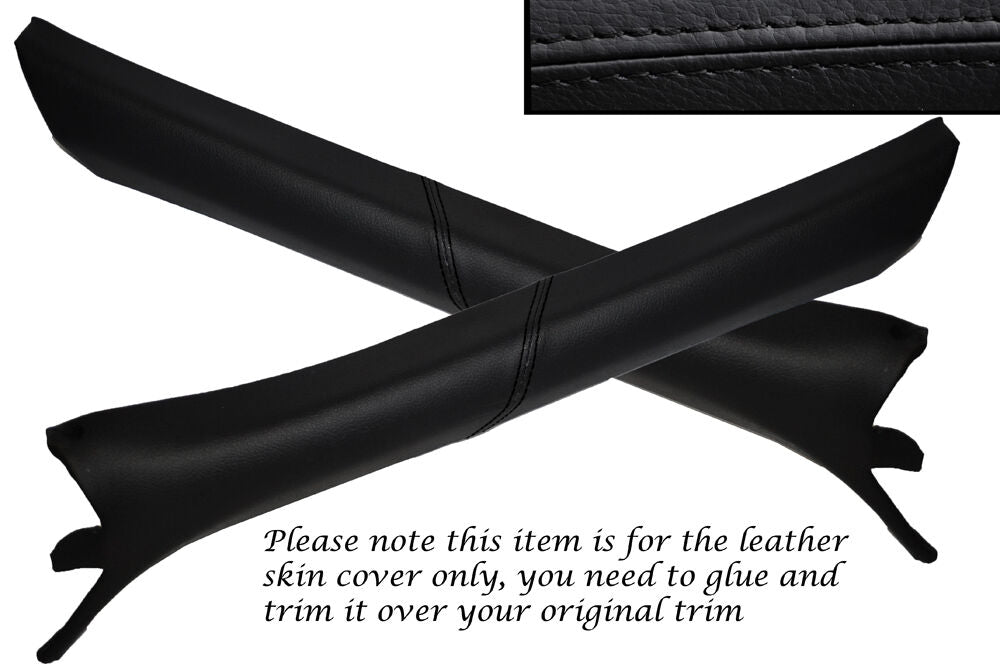 BLACK STITCH 2X A PILLAR LEATHER COVERS FITS BMW E36 COUPE & CONVERTIBLE 91-98