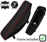 RED STITCH LEATHER HANDBRAKE GAITER+PLASTIC FRAME FOR BMW 5 E60 E61 03-11