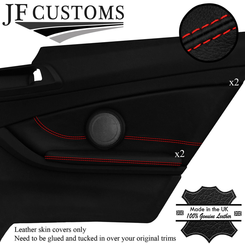 RED STITCH LEATHER REAR DOOR TRIM+ARMREST COVERS FOR BMW F32 F33 F82 F83