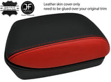 BLACK RED  ARMREST LID REAL LEATHER COVER FITS SUZUKI GRAND VITARA 03-2005