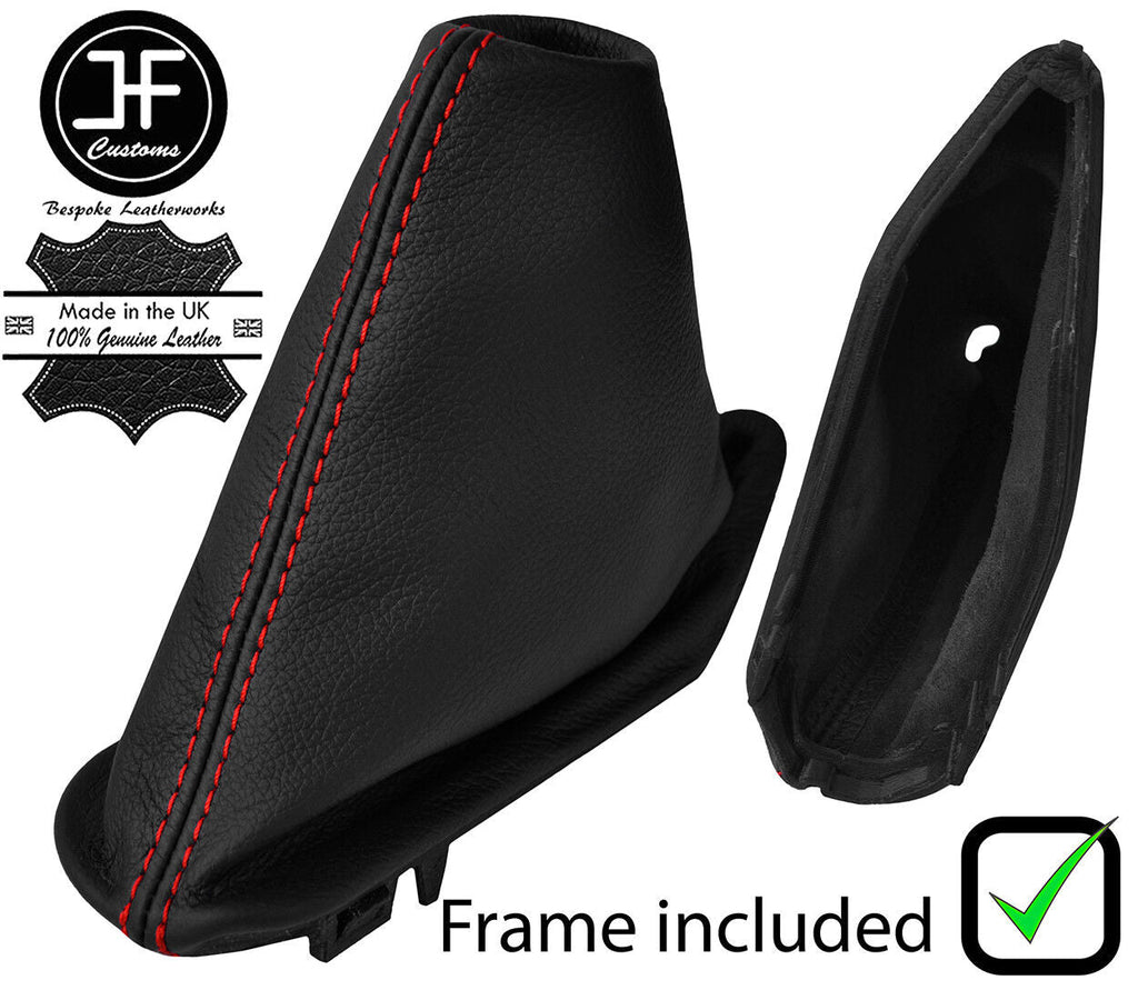 RED STITCH LEATHER HANDBRAKE GAITER+PLASTIC FRAME FOR BMW MINI F55 F56 14-18