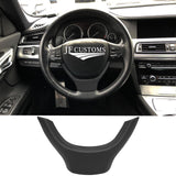 BLACK LEATHER STEERING WHEEL LOWER TRIM COVER+FRAME FITS BMW 5 SERIES F10 F11