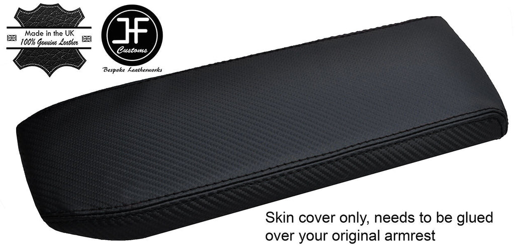 BLACK STITCH ARMREST CARBON FIBER VINYL COVER FITS MAZDA MX5 MK2 1998-2000