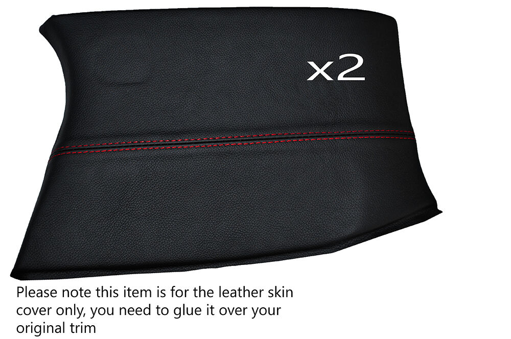 RED STITCH 2X REAR C PILLAR LEATHER SKIN COVERS FITS MAZDA RX8 2003-2012