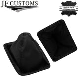 BLACK STITCH LEATHER GEAR GAITER + METAL FRAME FITS ALFA ROMEO SPIDER 105