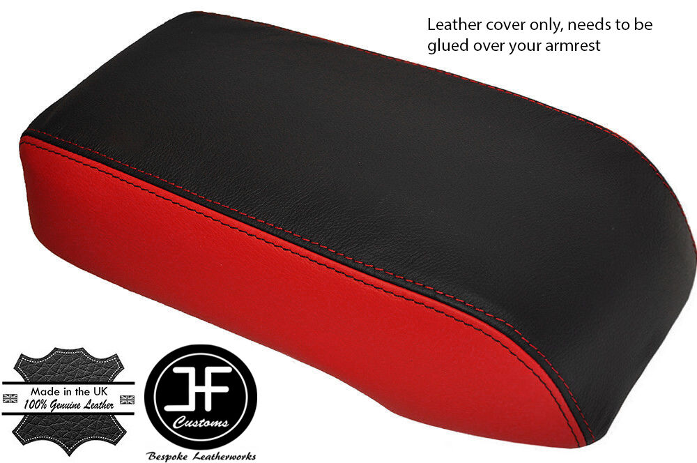 RED BLACK GENUINE LEATHER ARMREST COVER FITS FORD MONDEO 2001-2006 CUSTOM NEW