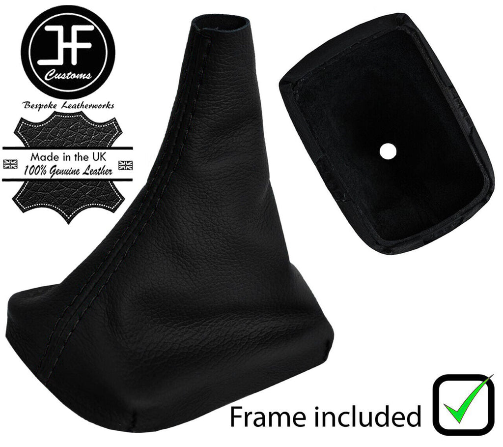 BLACK STITCH REAL LEATHER GEAR GAITER + PLASTIC FRAME FITS VOLVO C30 2006-2013