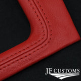 RED LEATHER COVERED MANUAL SHIFT SURROUND TRIM + FRAME FOR FORD MUSTANG 87-93