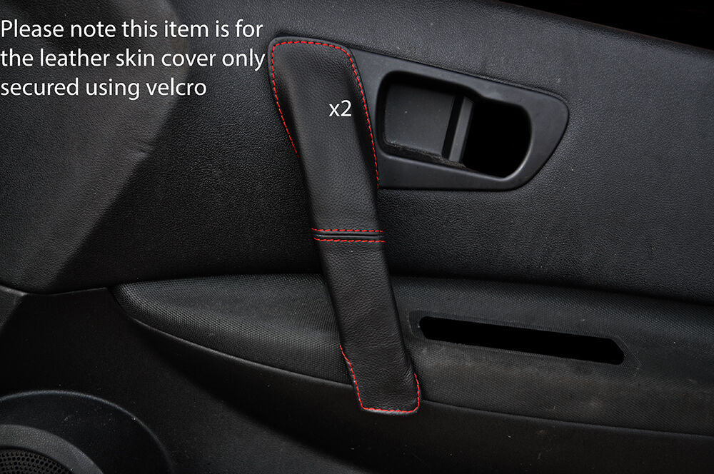 RED STITCH 2X FRONT DOOR HANDLE LEATHER COVERS FITS NISSAN QASHQAI 2007-2013