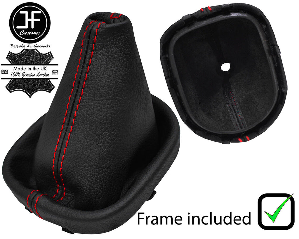 RED STITCH REAL LEATHER MANUAL GAITER+PLASTIC FRAME FITS VW TOURAN 2010-2015