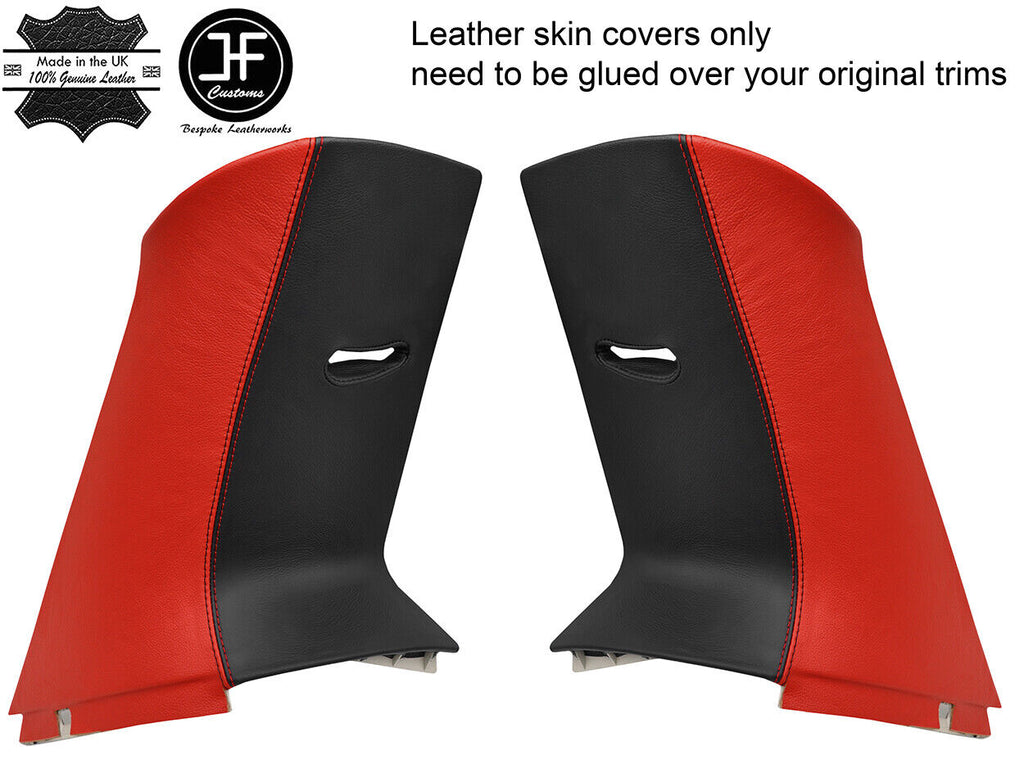 BLACK & RED  LEATHER 2X UPPER REAR D PILLAR COVER FOR RANGE ROVER SPORT 05-13