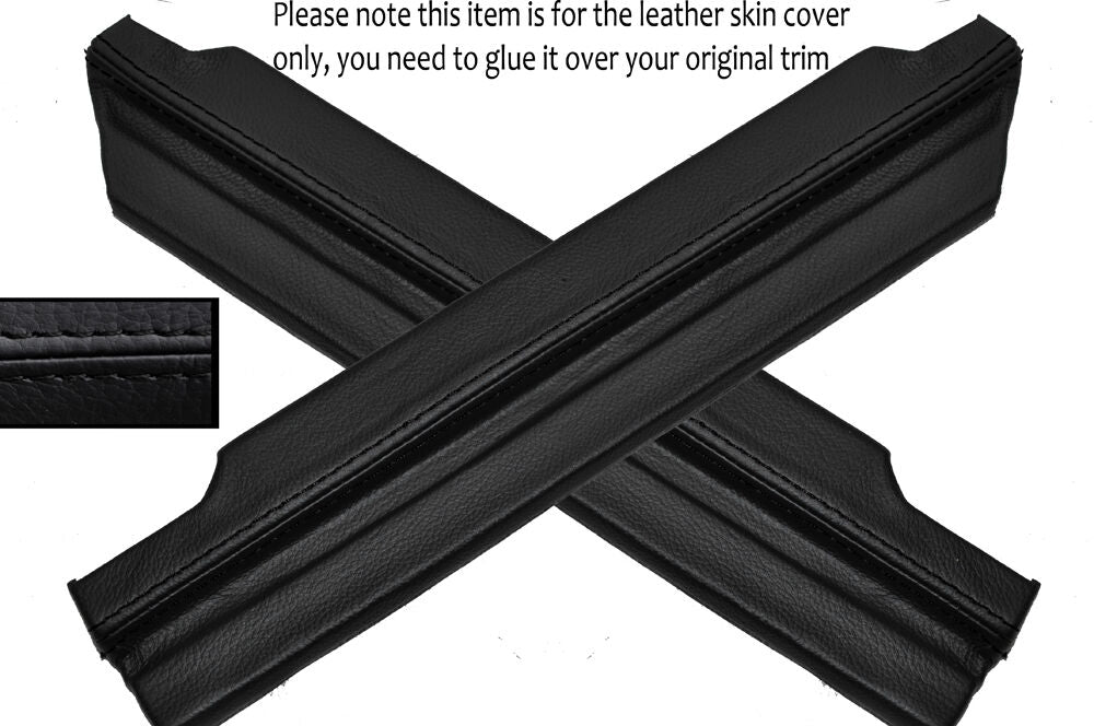 BLACK STITCH 2X REAR DOOR SILL LEATHER COVERS FITS LAND ROVER DISCOVERY 96-04
