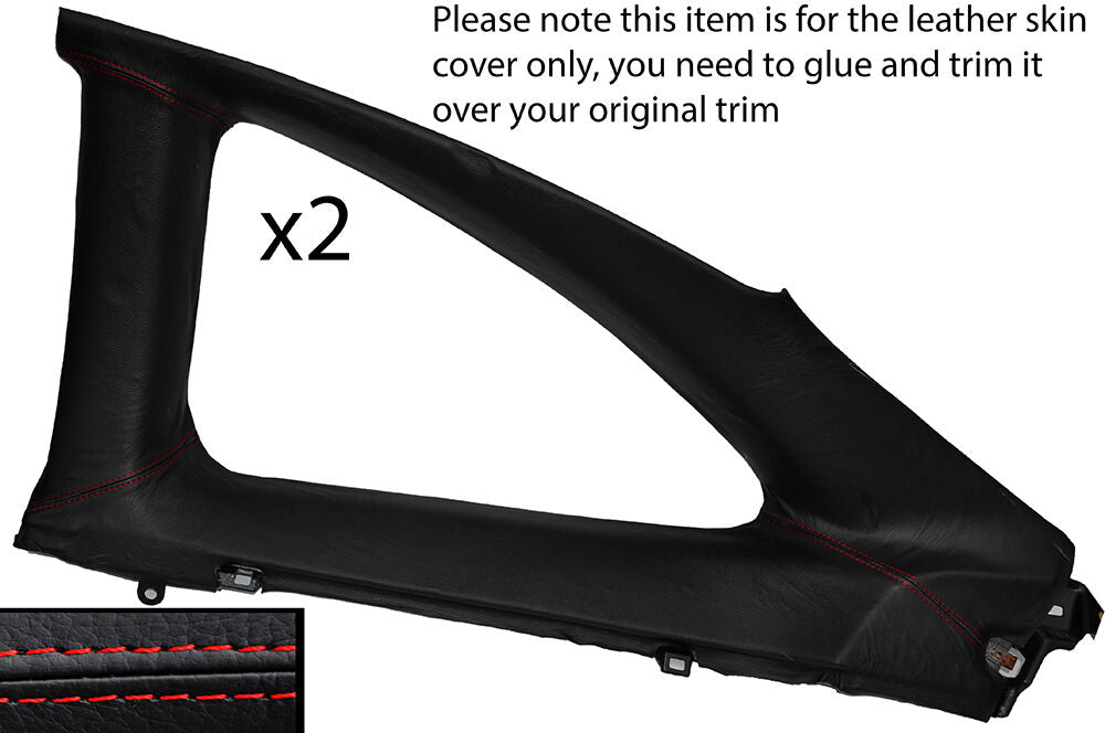 RED STITCH 2X REAR WINDOW PANEL TRIM SKIN COVERS FITS TOYOTA CELICA MK6 94-98