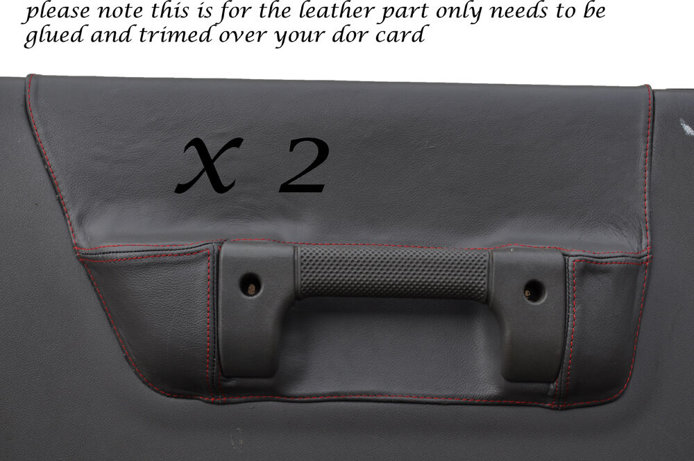 RED STITCH 2X FRONT DOOR CARD GREY COVERS FITS LAND ROVER DISCOVERY 2 300 V8
