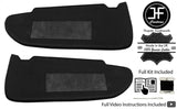 BLACK REAL LEATHER CROSS STITCH 2X SUN VISORS COVERS FOR VOLVO XC90 02-2014