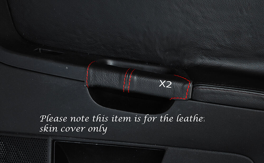 RED STITCH 2X REAR DOOR HANDLE SKIN COVERS FITS MITSUBISHI LANCER EVO X 10