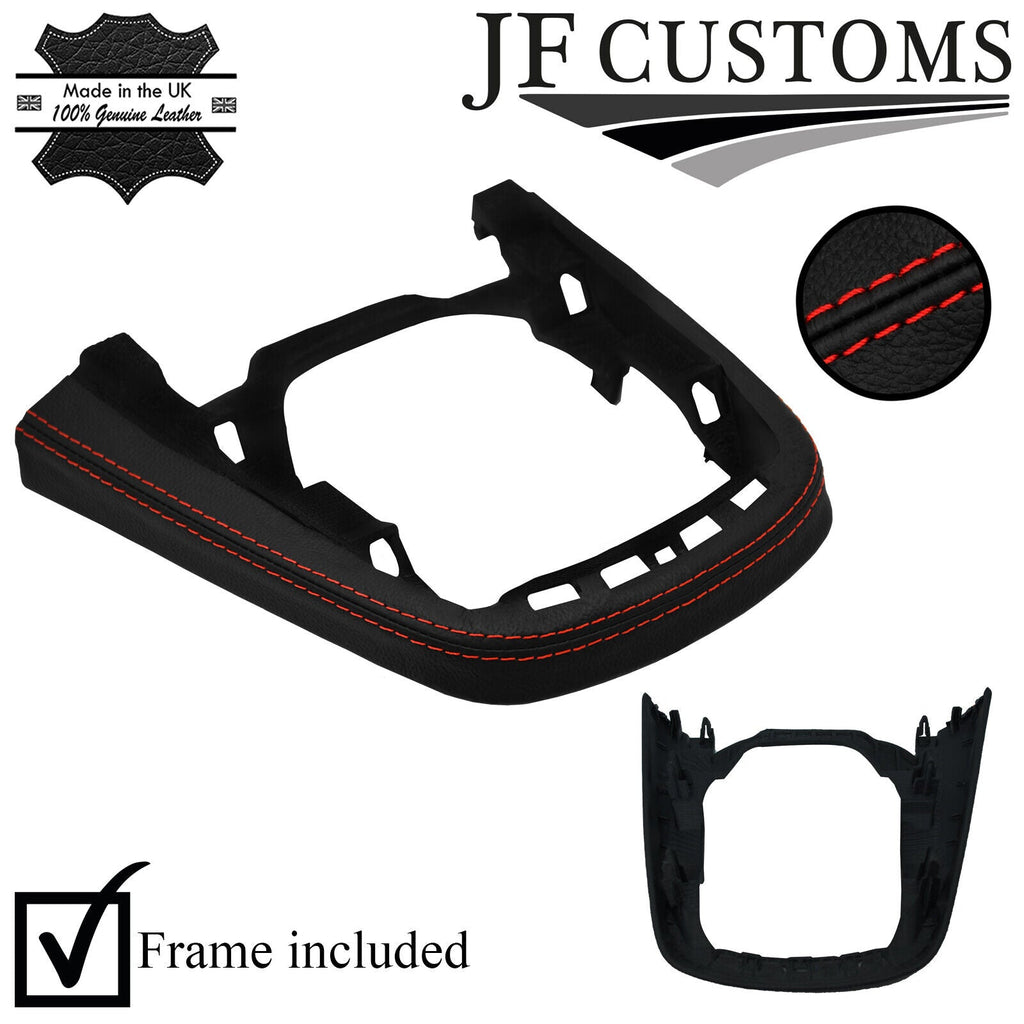 RED STITCH LEATHER CONSOLE GEAR SURROUND TRIM+ FRAME  FOR FORD FIESTA MK6 13-17