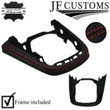 RED STITCH LEATHER CONSOLE GEAR SURROUND TRIM+ FRAME  FOR FORD FIESTA MK6 13-17