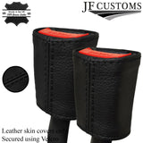 BLACK STITCH 2X SEAT BELT STALK LEATHER COVERS FITS SMART ROADSTER 2003-2005