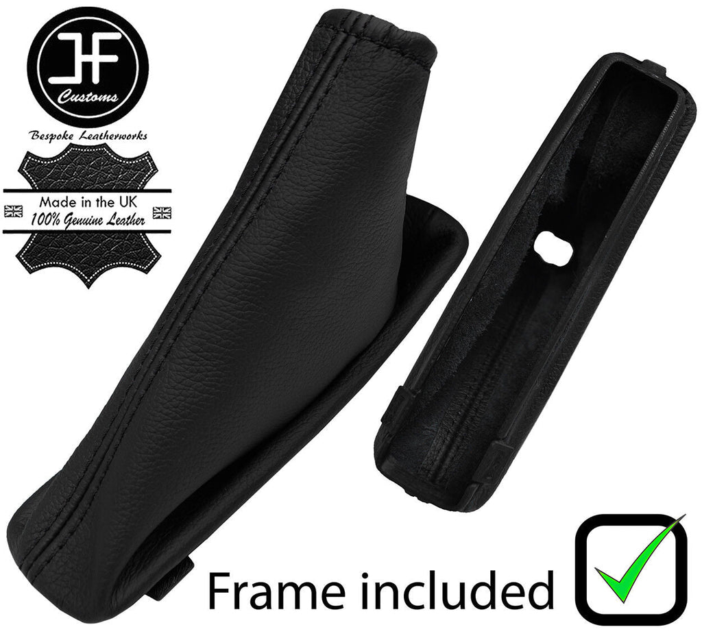 BLACK STITCH LEATHER HANDBRAKE GAITER+PLASTIC FRAME FOR SEAT LEON MK3 2012-2017