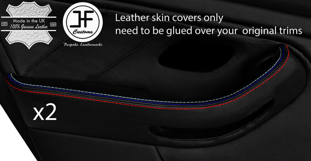 TRI STITCH 2X REAR DOOR HANDLE ARMREST LEATHER COVERS FITS BMW 5 E39 95-03