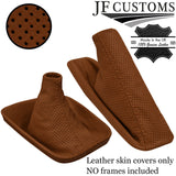 TAN ITALIAN PERFORATED LEATHER GEAR HANDBRAKE GAITERS SET FOR BMW E46 99-05