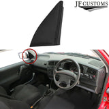 BLACK & BLACK LEATHER 2X WING MIRROR DOOR TRIM COVER+FRAMES FOR VW GOLF MK3