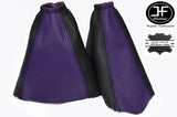 PURPLE & BLACK FITS FORD FOCUS MK1 1998-2004 GEAR HANDBRAKE GAITER REAL LEATHER