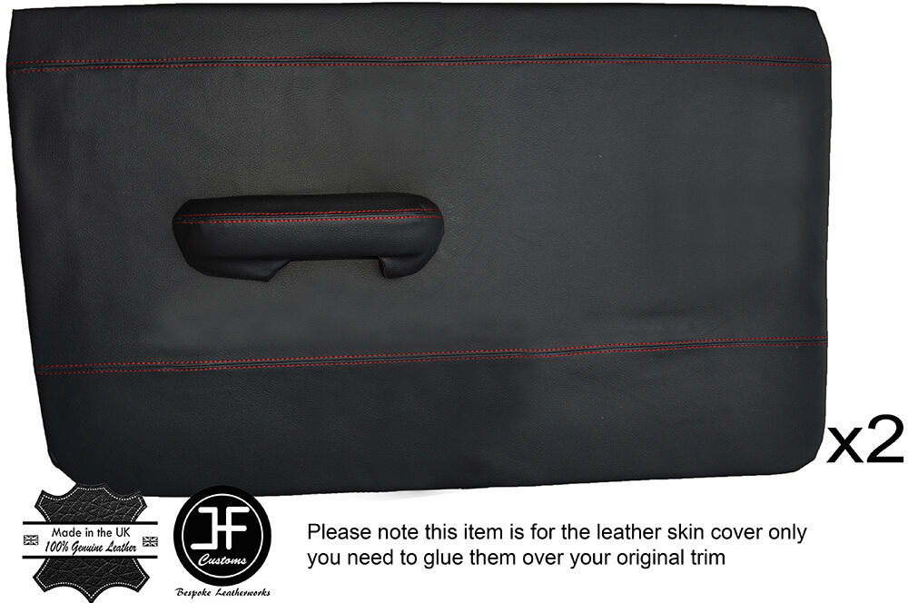RED STICH 2X FRONT FULL DOOR CARD LEATHER COVERS FITS TRIUMPH DOLOMITE SALOON