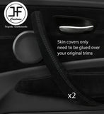BLACK STITCH 2X FRONT DOOR HANDLE TRIM SUEDE COVER FOR BMW 1 E87 04-12 DSG2