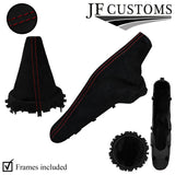 D RED STITCH SUEDE GEAR + HANDBRAKE GAITERS + FRAME FOR BMW MINI R50 R53 01-06