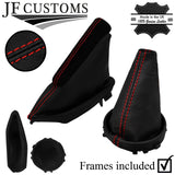 RED STITCH LEATHER GEAR HANDBRAKE+FRAMES+SUEDE TOP CLIP FOR MINI F55 F56 F57