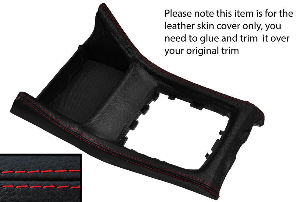 RED STITCH GEAR SURROUND LEATHER SKIN COVER FITS SUBARU IMPREZA WRX 2015