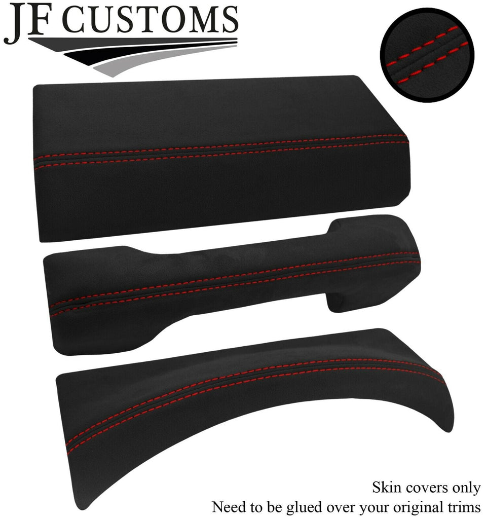 RED STITCH 3X DASH TRIM LUXE-SUEDE COVERS FITS LAND ROVER DEFENDER 2007-2016