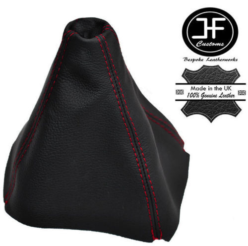 RED STITCHING BLACK REAL LEATHER GEAR GAITER FITS VOLVO S80 1998-2006 CUSTOM NEW